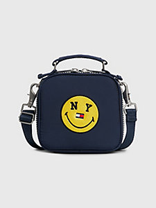 blue tommy jeans x smiley® logo crossover bag for unisex tommy jeans