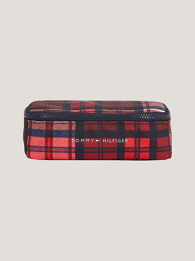 red essential kids' recycled zip-around pencil case for kids unisex tommy hilfiger