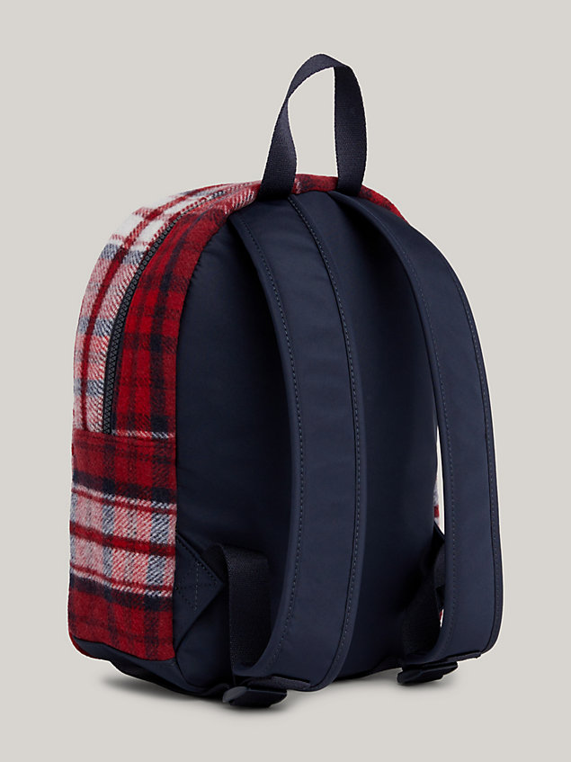 red kids' tartan check small backpack for kids unisex tommy hilfiger