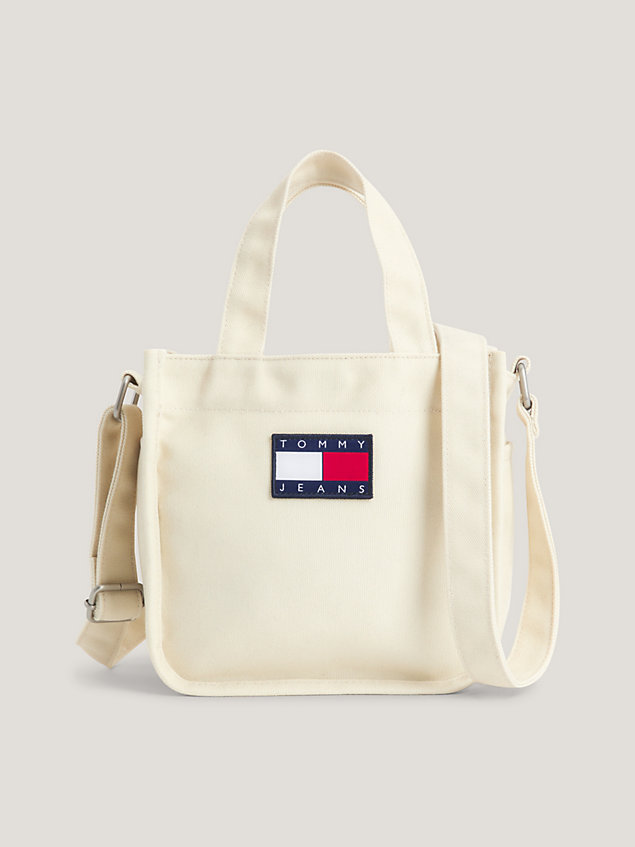  badge canvas small shopper bag for unisex tommy jeans