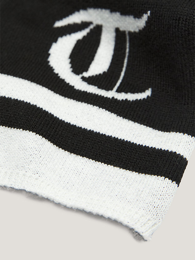 zwart beanie-sjaal met intarsia-logo voor unisex - tommy jeans