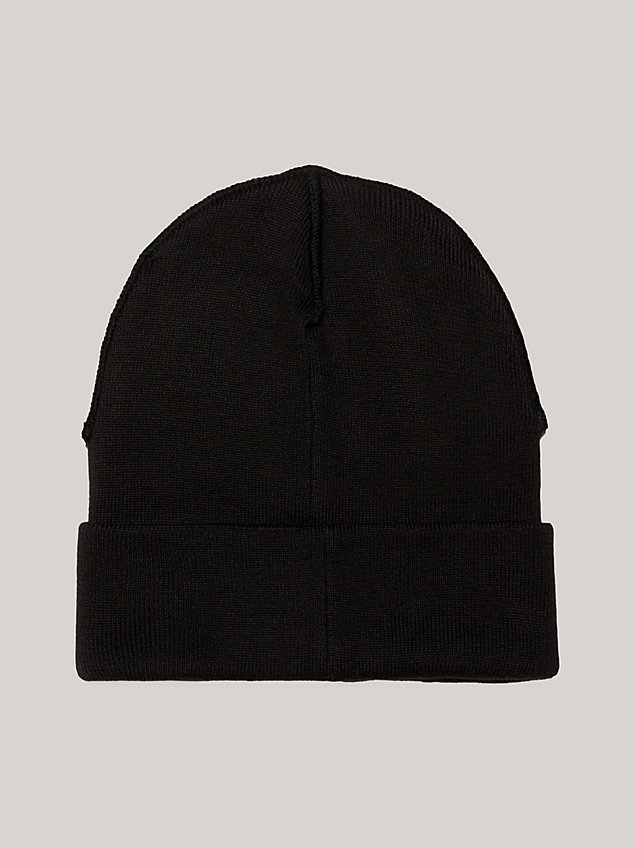 black new york embroidery knitted beanie hat for unisex tommy jeans