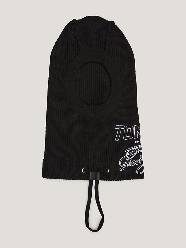 black sturmmütze aus rippstrick mit logo für unisex - tommy jeans