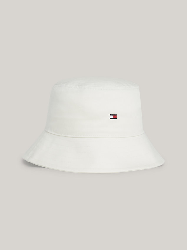 beige kids' essential flag embroidery bucket hat for kids unisex tommy hilfiger