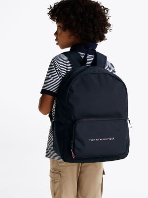 blue kids' essential logo dome backpack for kids unisex tommy hilfiger