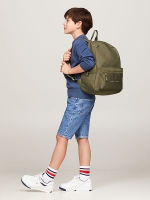 green kids' essential logo dome backpack for kids unisex tommy hilfiger