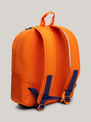 orange kids' essential logo dome backpack for kids unisex tommy hilfiger