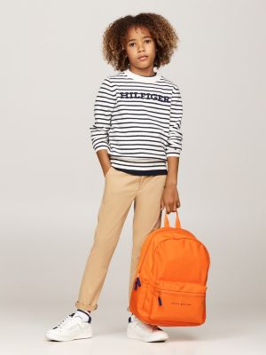 orange kids' essential logo dome backpack for kids unisex tommy hilfiger