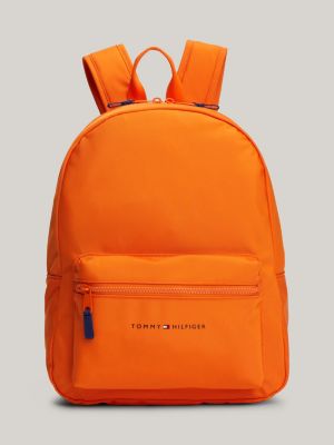 orange kids' essential logo dome backpack for kids unisex tommy hilfiger