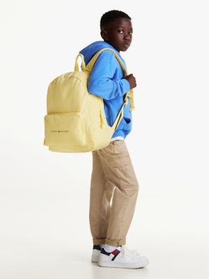 yellow kids' essential logo dome backpack for kids unisex tommy hilfiger