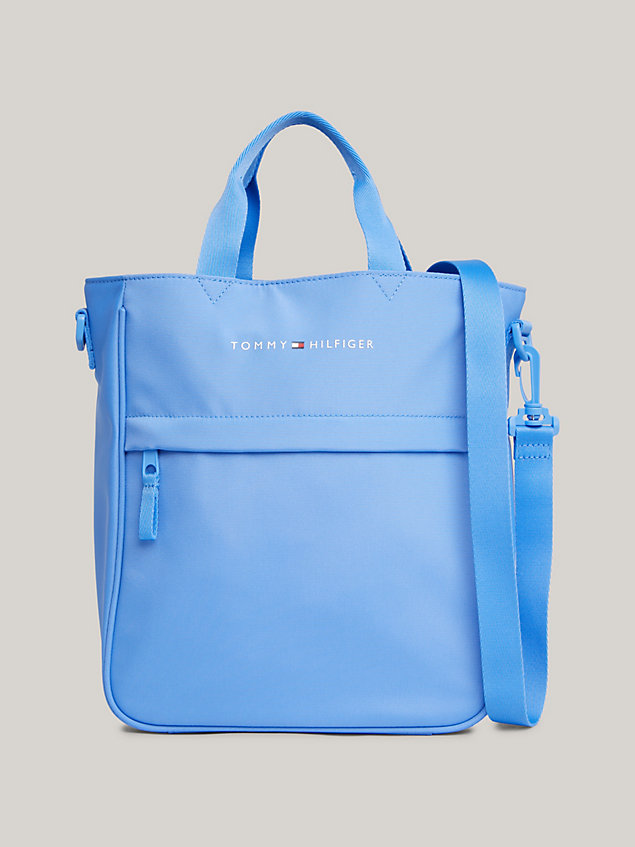 blue kids' essential logo strap shoulder bag for kids unisex tommy hilfiger