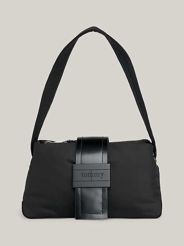 black tonal serif logo shoulder bag for unisex tommy jeans