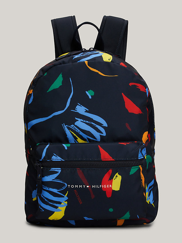 blue kids' essential print backpack for kids unisex tommy hilfiger