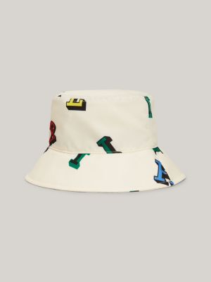 Kids' Essential Print Bucket Hat, White