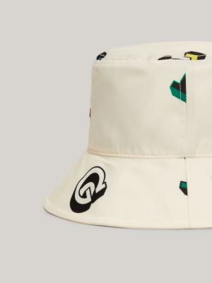 Kids' Essential Print Bucket Hat, White