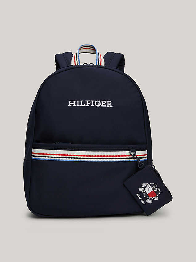 blue kids' pouch logo backpack for kids unisex tommy hilfiger