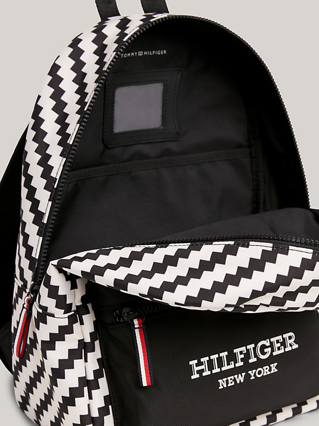 black kids' hilfiger monotype jagged stripe backpack for kids unisex tommy hilfiger