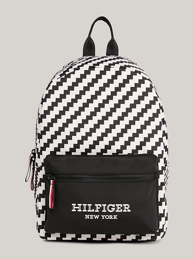 black kids' hilfiger monotype jagged stripe backpack for kids unisex tommy hilfiger