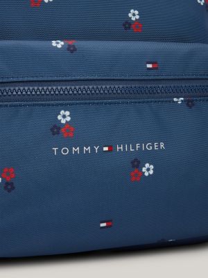 blue kids' essential floral print backpack for kids unisex tommy hilfiger