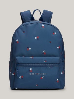 blue kids' essential floral print backpack for kids unisex tommy hilfiger