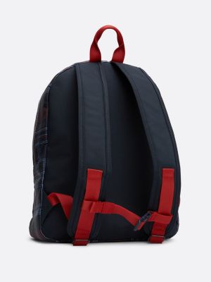 blue kids' global stripe check backpack for kids unisex tommy hilfiger