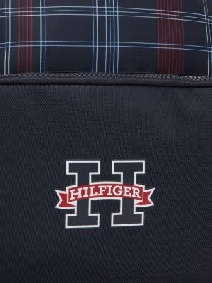 blue kids' global stripe check backpack for kids unisex tommy hilfiger