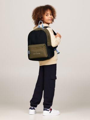 blue kids' essential signature colour-blocked backpack for kids unisex tommy hilfiger