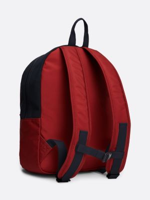 red kids' essential signature colour-blocked backpack for kids unisex tommy hilfiger