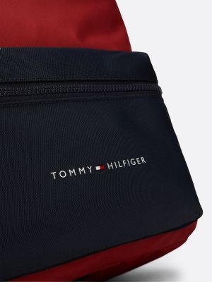 red kids' essential signature colour-blocked backpack for kids unisex tommy hilfiger