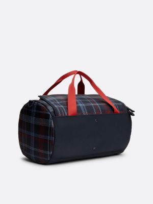 blue kids' global stripe check duffel bag for kids unisex tommy hilfiger