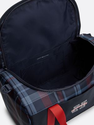 blue kids' global stripe check duffel bag for kids unisex tommy hilfiger