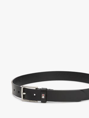 black kids' essential enamel flag leather belt for kids unisex tommy hilfiger