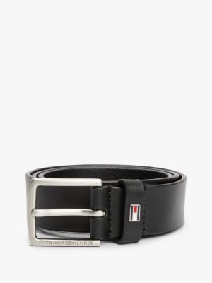 black kids’ leather enamel flag belt for kids unisex tommy hilfiger