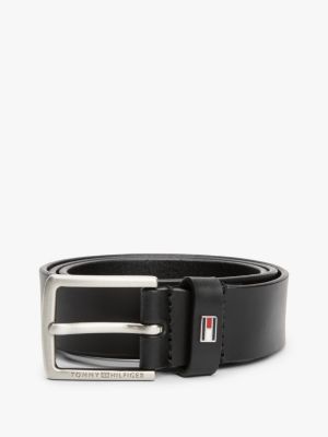 black kids' essential enamel flag leather belt for kids unisex tommy hilfiger