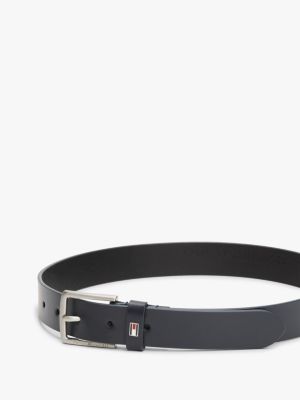 blue kids' essential enamel flag leather belt for kids unisex tommy hilfiger