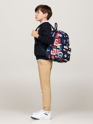 blauw kids essential rugzak met print voor kinderen gender inclusive - tommy hilfiger