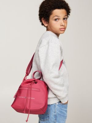 red kids' essential woven drawstring bag for kids gender inclusive tommy hilfiger