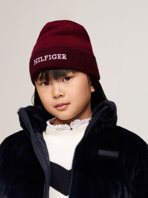 red kids' hilfiger monotype beanie for kids gender inclusive tommy hilfiger