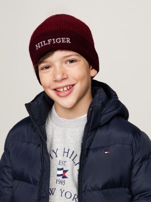 red kids' hilfiger monotype beanie for kids gender inclusive tommy hilfiger