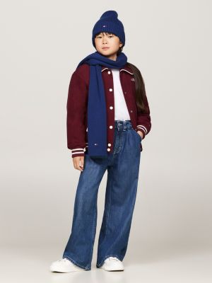 set essential bambino/a berretto e sciarpa blu da gender-inclusive bambini tommy hilfiger