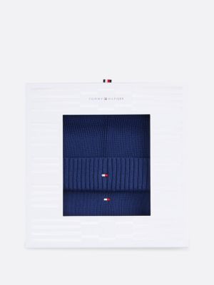 set essential bambino/a berretto e sciarpa blue da gender-inclusive bambini tommy hilfiger