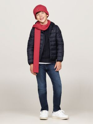 red kids' essential beanie and scarf gift set for kids gender inclusive tommy hilfiger