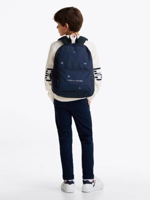 blue kids' essential flag print backpack for kids gender inclusive tommy hilfiger