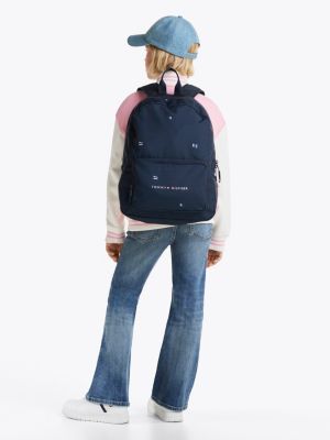 blue kids' essential flag print backpack for kids gender inclusive tommy hilfiger