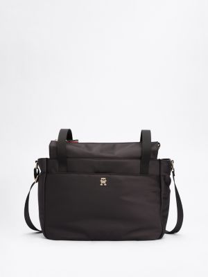 bolso cambiador con monograma th black de diseño inclusivo infantil tommy hilfiger