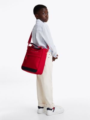 red kids' essential logo shoulder bag for kids gender inclusive tommy hilfiger