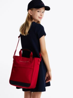 red kids' essential logo shoulder bag for kids gender inclusive tommy hilfiger