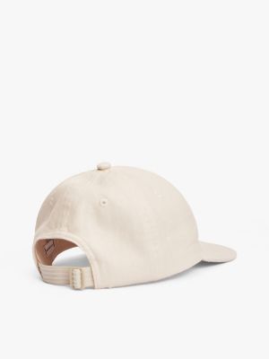 weiß kids baseball-cap aus leinen mit th-monogramm für gender-inclusive kinder - tommy hilfiger