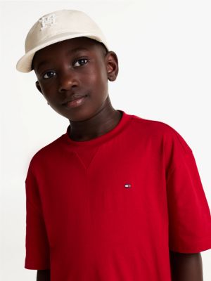 weiß kids baseball-cap aus leinen mit th-monogramm für gender-inclusive kinder - tommy hilfiger