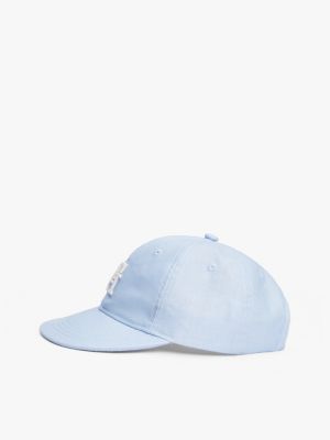 blau kids baseball-cap aus leinen mit th-monogramm für gender-inclusive kinder - tommy hilfiger